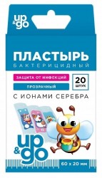 Пластырь бактерицидный UP&GO детский набор Фэнтези тату на полимерной основе с ионами серебра р. 60ммх20мм 20 шт.
