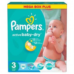 Подгузники, Pampers (Памперс) 4-9 кг р. 3 №186 актив беби миди