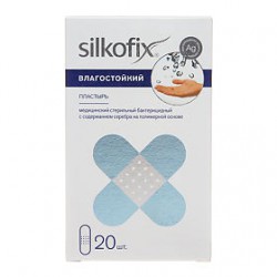 Пластырь бактерицидный Silkofix с антисептиком на полимерной основе влагостойкий стандарт 20 шт.